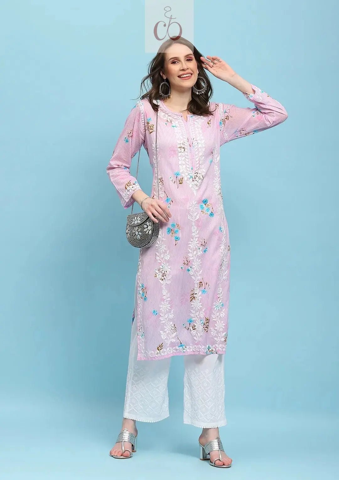 Heavy Work Mul Mul print Kurta