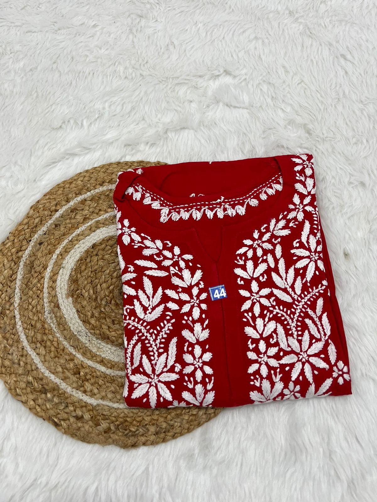 Heavy Work Rayon chikan Kurtis - chikankariofficial