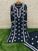 Heavy Work Silk Rayon Kurti Plazzo - chikankariofficial