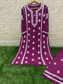 Heavy Work Silk Rayon Kurti Plazzo - chikankariofficial