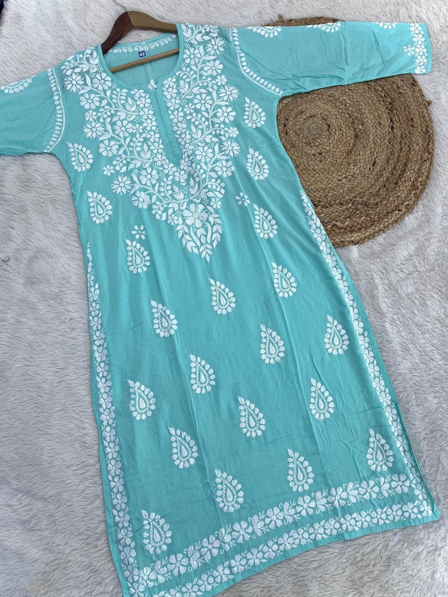 Heavy worked Modal cotton Kurtis - chikankariofficial