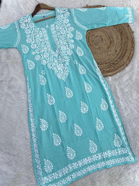 Heavy worked Modal cotton Kurtis - chikankariofficial