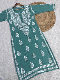 Heavy worked Modal cotton Kurtis - chikankariofficial