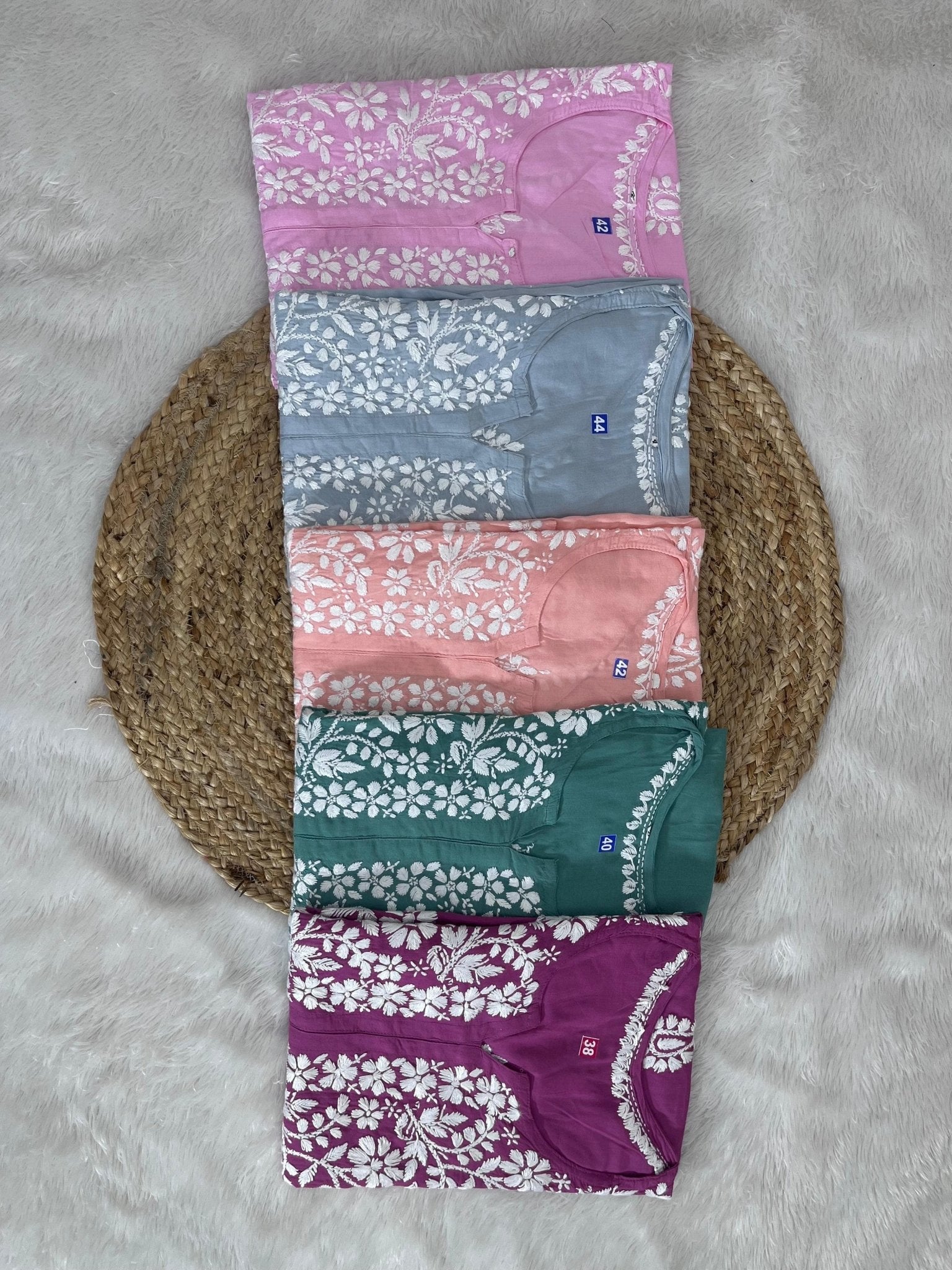 Heavy worked Modal cotton Kurtis - chikankariofficial