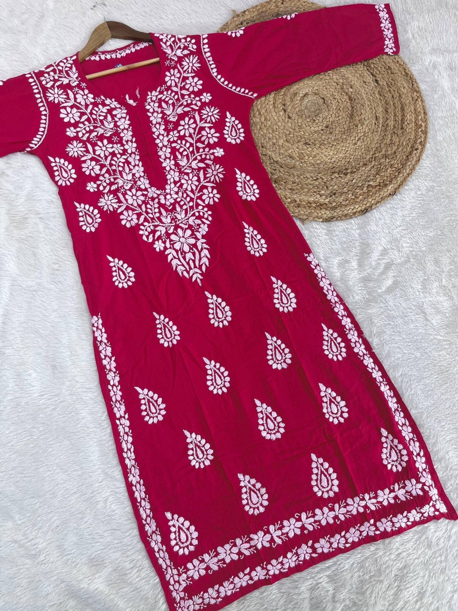 Heavy worked Modal cotton Kurtis - chikankariofficial