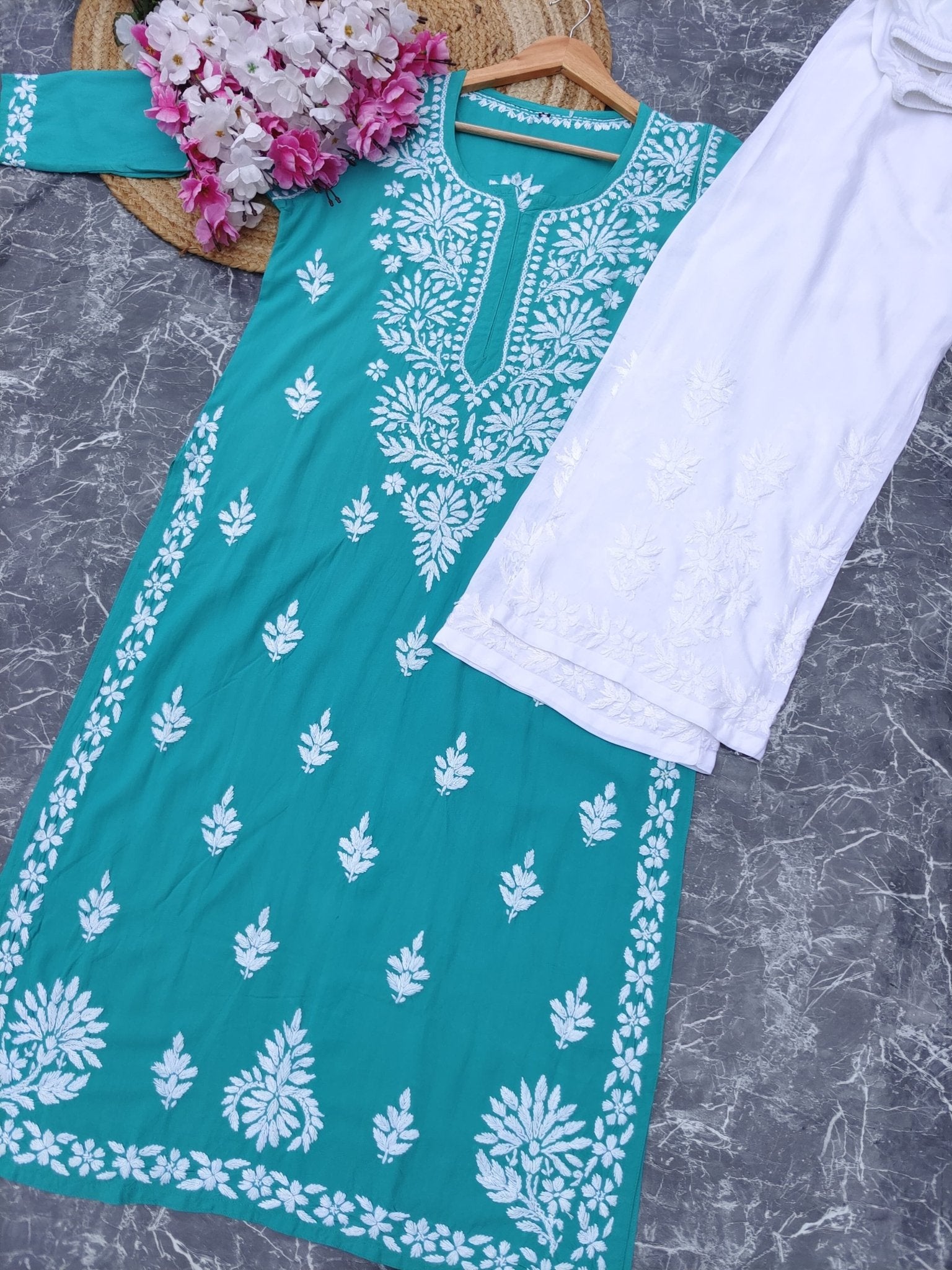 Latest Rayon Contrasting Shades Kurtis - chikankariofficial