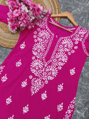 Latest Rayon Contrasting Shades Kurtis - chikankariofficial