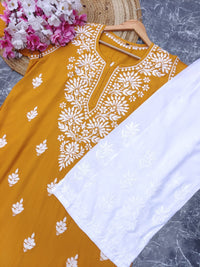 Latest Rayon Contrasting Shades Kurtis - chikankariofficial