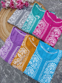 Latest Rayon Contrasting Shades Kurtis - chikankariofficial