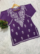 Lucknowi Chikankari Fine Handwork Short Top - chikankariofficial