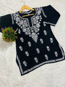 Lucknowi Chikankari Fine Handwork Short Top - chikankariofficial