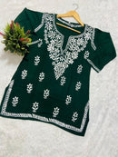 Lucknowi Chikankari Fine Handwork Short Top - chikankariofficial
