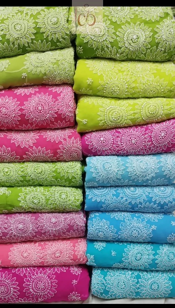 Lucknowi Heavy Georgette’ Skirt with Heavy Buta On pallu Saree