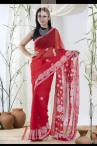 Lucknowi Heavy Georgette’ Skirt with Heavy Buta On pallu Saree - chikankariofficial