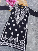 Modal Black Chikankari Kurti - chikankariofficial
