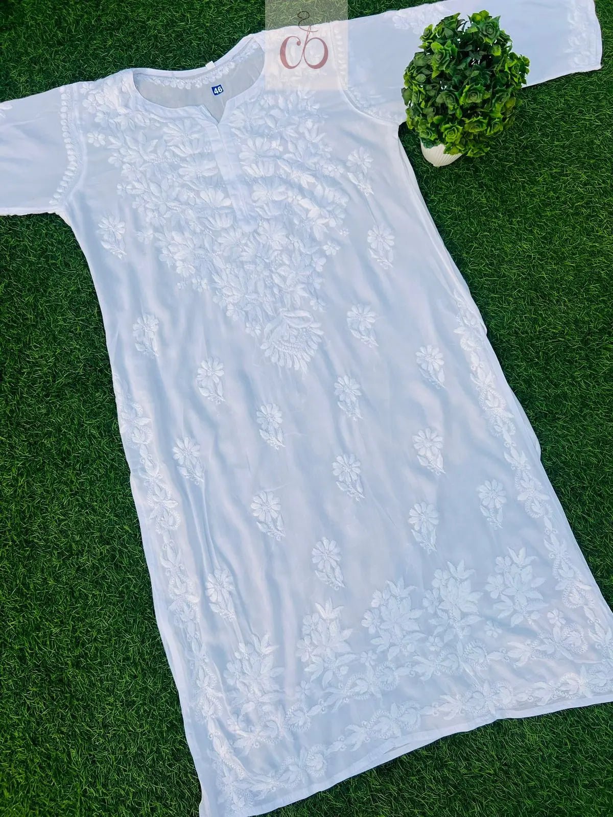 Modal Chikankaru Dyeable Kurta