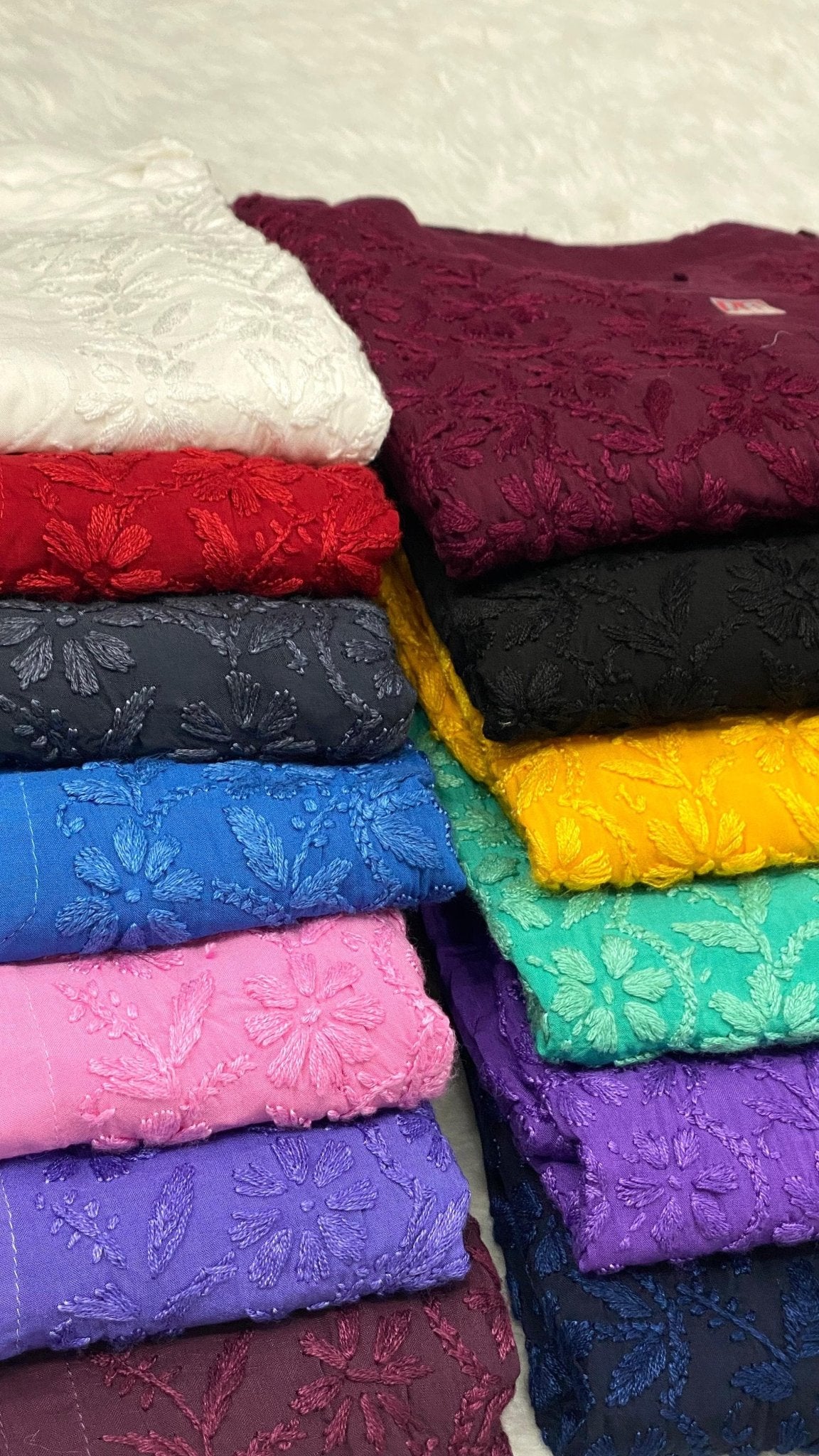 Modal cotton chikankari buta in fresh shades - chikankariofficial