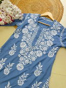 Modal Crape Embroidery Kurta - chikankariofficial