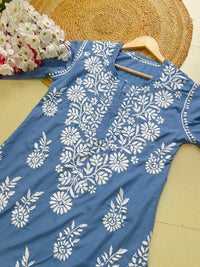 Modal Crape Embroidery Kurta - chikankariofficial
