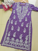 Modal Crape Embroidery Kurta - chikankariofficial