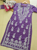 Modal Crape Embroidery Kurta - chikankariofficial