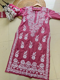 Modal Crape Embroidery Kurta - chikankariofficial