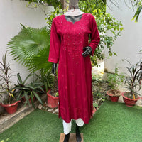 Most Demanding Straight Fit Tone to Tone Kurta With Mukaish work - chikankariofficial