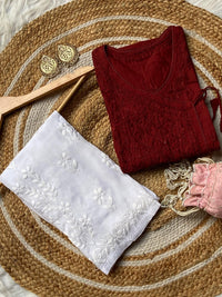 Mul Cotton Dyed Straight Angrakha with Dori - chikankariofficial