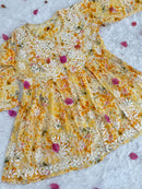 Mul Floral print short Gown - chikankariofficial