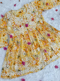 Mul Floral print short Gown - chikankariofficial