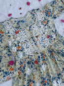Mul Floral print short Gown - chikankariofficial