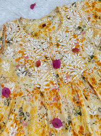 Mul Floral print short Gown - chikankariofficial