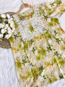 Mul Mul PRINT SHORT SET WITH PANT COMBO - chikankariofficial