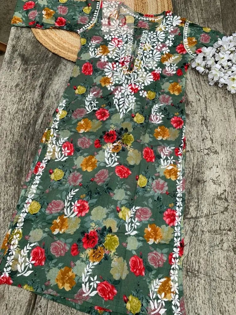 Mul Mul printed Kurta - chikankariofficial