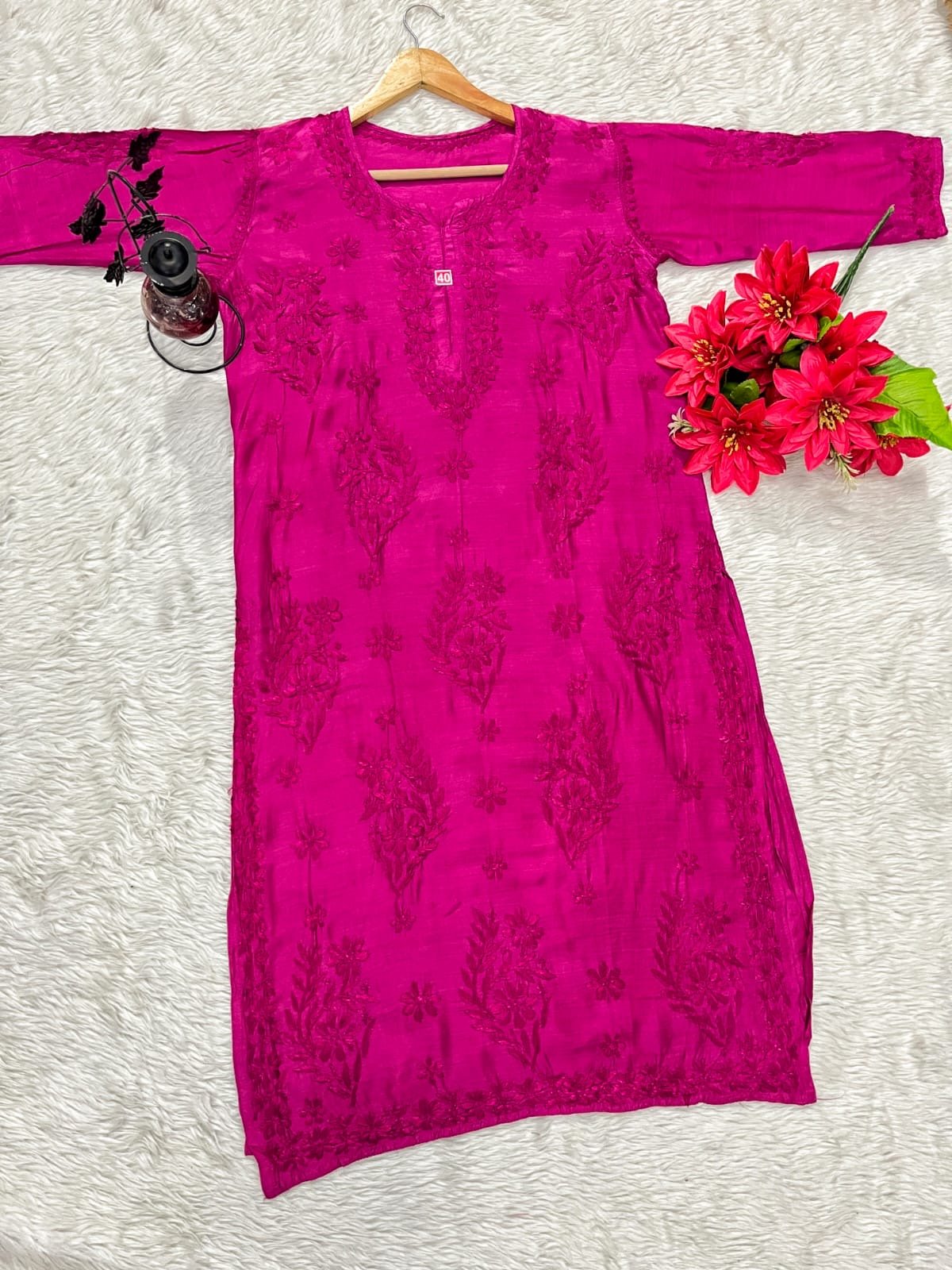 Musleen Fabric Handwork Chikankari kurti - chikankariofficial