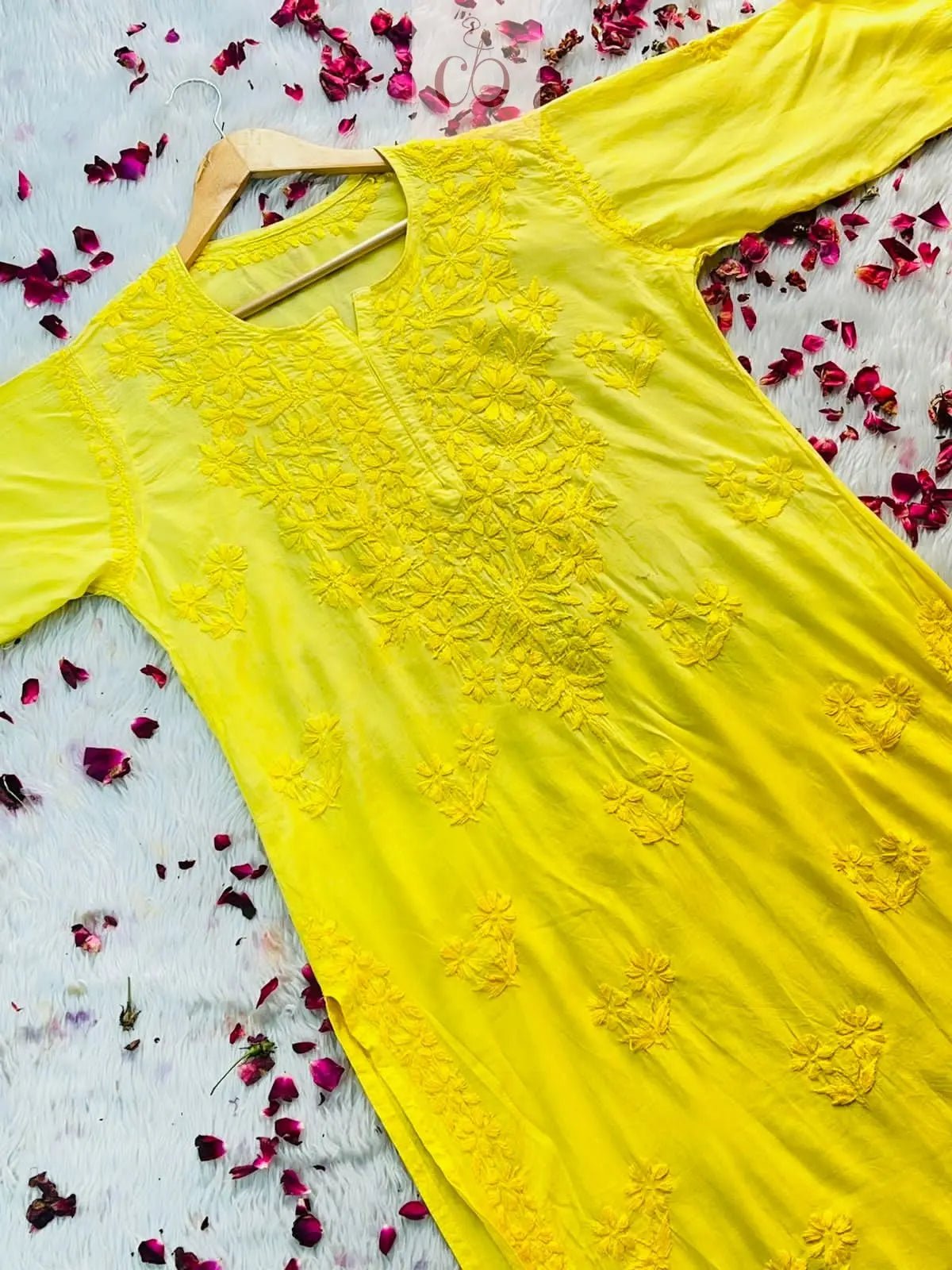 Ombre rose modal kurtis - chikankariofficial