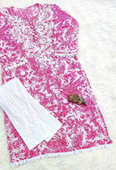 PIPING BUTTONS KURTI HAVING KANGOOREY ON DAAMAN & SLEEVES Mayuri Special - chikankariofficial