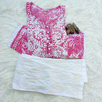 PIPING BUTTONS KURTI HAVING KANGOOREY ON DAAMAN & SLEEVES Mayuri Special - chikankariofficial