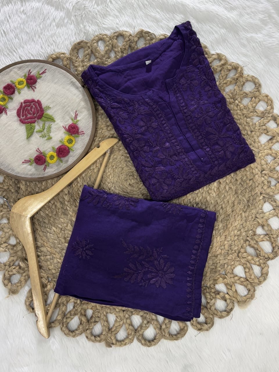 Plus Size Tone to tone Set - chikankariofficial