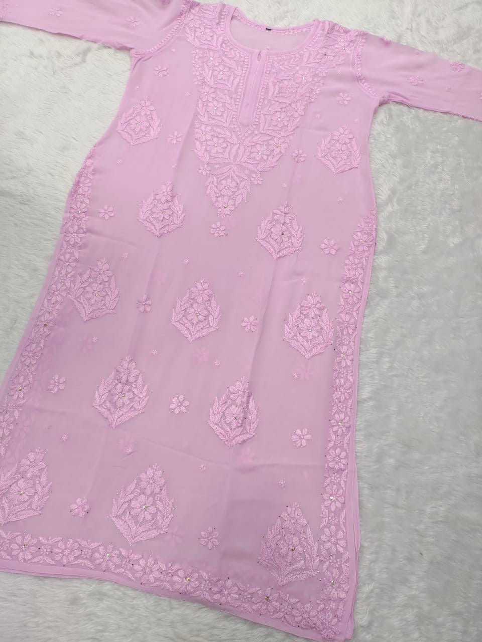 Premium 3D work Viscose Muqaish Kurti - chikankariofficial