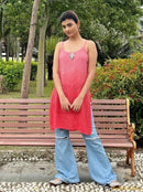 premium beautiful resham viscouse sleveless short kurti - chikankariofficial