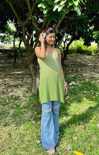 premium beautiful resham viscouse sleveless short kurti - chikankariofficial