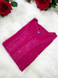 Premium Heavy Muqaish Chikan kurti - chikankariofficial