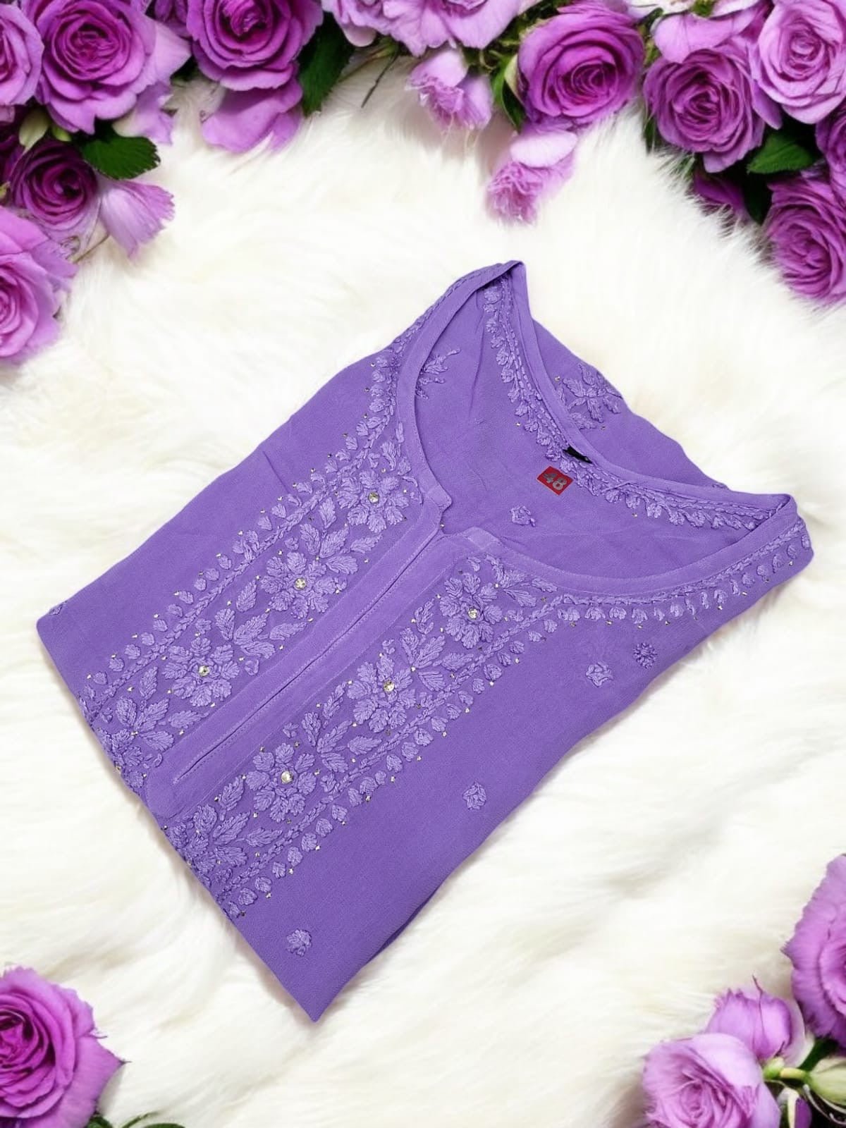 Premium Heavy Muqaish Chikan kurti - chikankariofficial