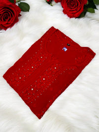 Premium Heavy Muqaish Chikan kurti - chikankariofficial