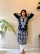 Premium Quality modaal with heavy Ghaas Patti work - chikankariofficial