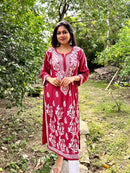 Premium Quality modaal with heavy Ghaas Patti work - chikankariofficial