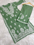 Premium Rayon Set With Fine soft Touch work - chikankariofficial