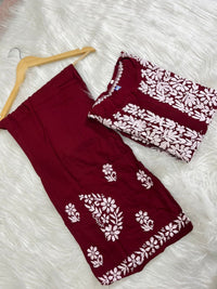 Premium Rayon Set With Fine soft Touch work - chikankariofficial