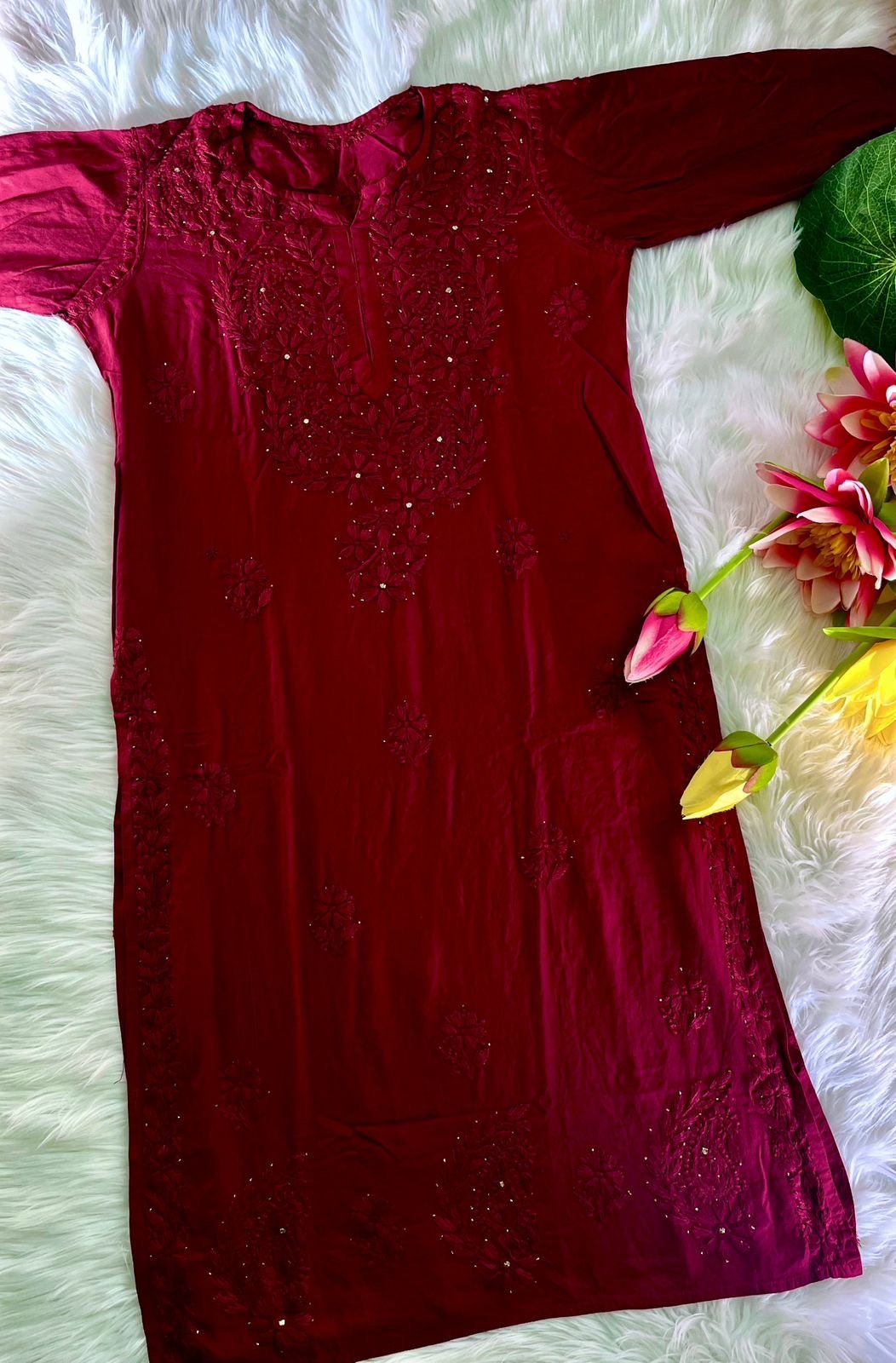 Premium Rayon Tone to Tone Muqaish kurti